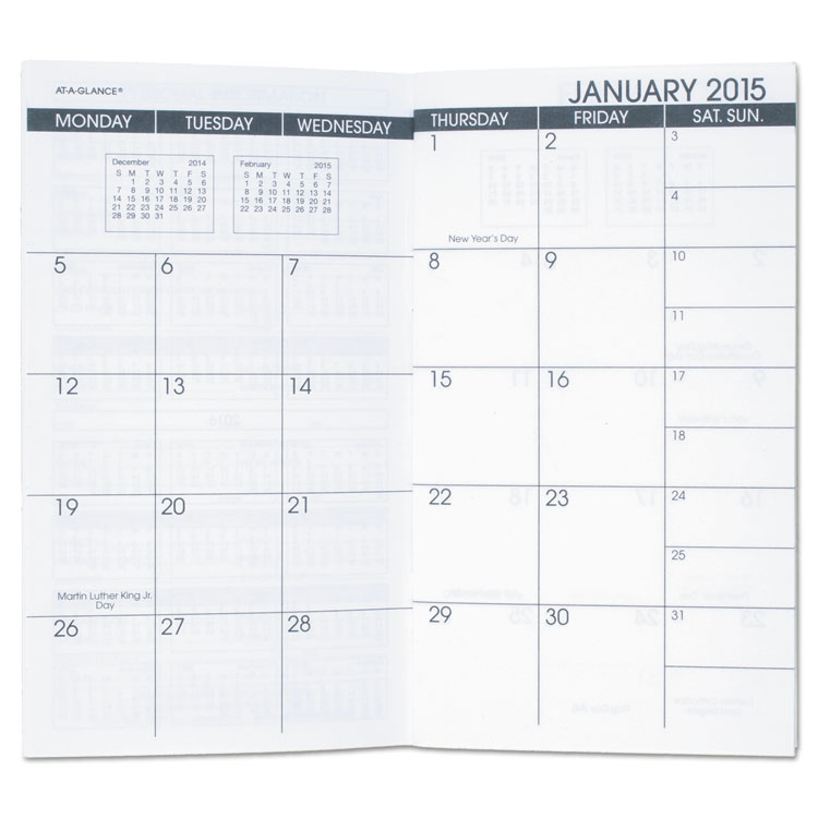 Picture of Pocket Size Monthly Planner Refill, 3 5/8 x 6 1/8, White-2019