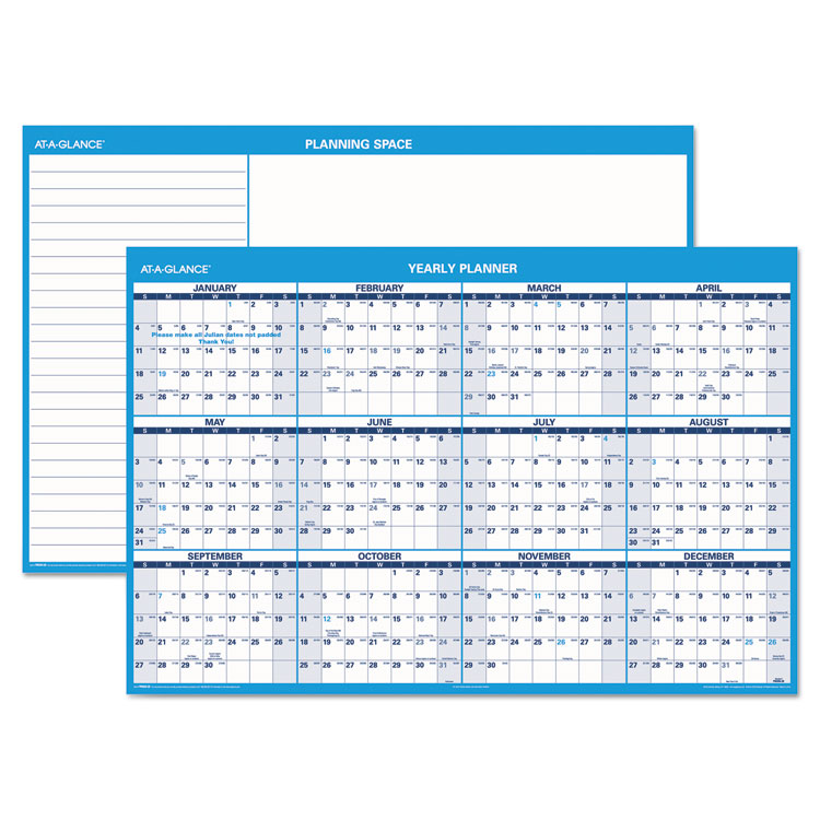 Picture of Horizontal Erasable Wall Planner, 48 x 32, Blue/White