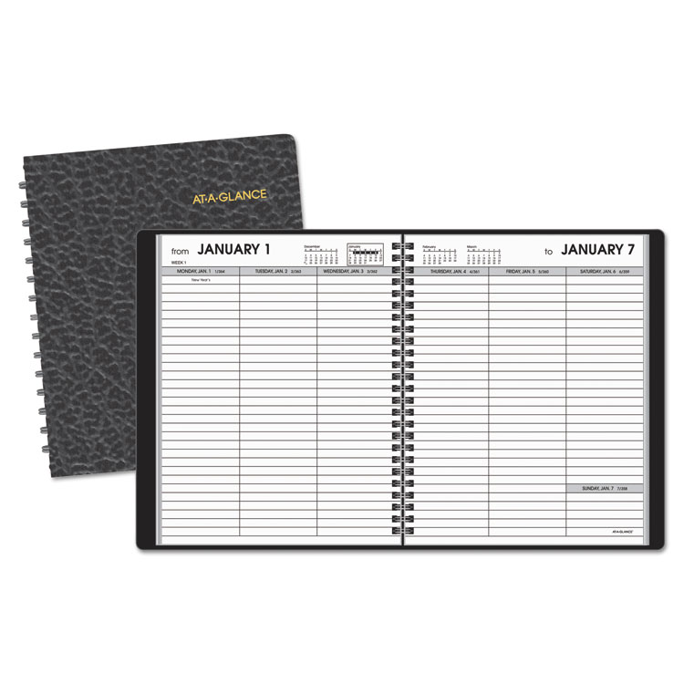 Picture of Weekly Planner Ruled for Open Scheduling, 6 3/4 x 8 3/4, Black
