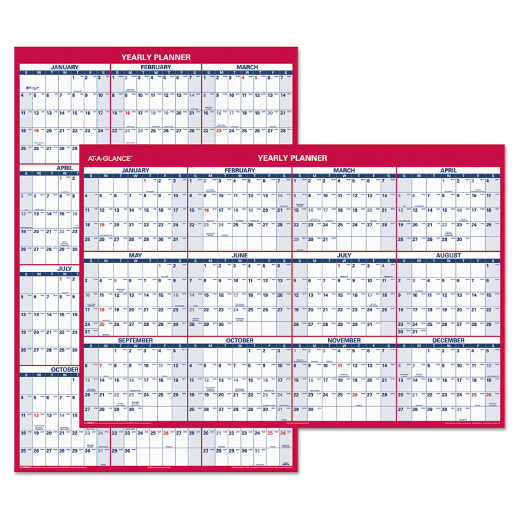 Picture of Erasable Vertical/Horizontal Wall Planner, 32 x 48, Blue/Red