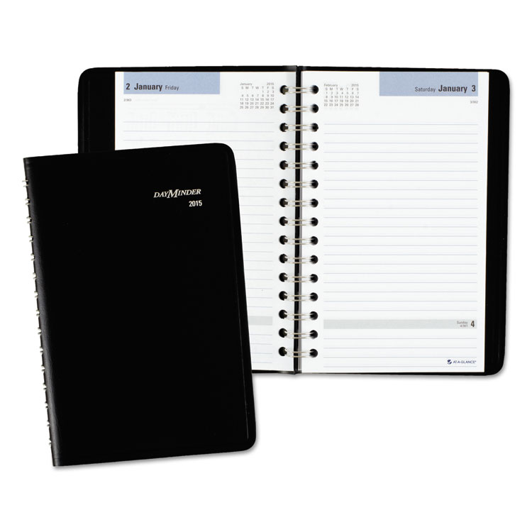 Picture of Daily Appointment Book with Open Scheduling, 8 x 4 7/8, Black
