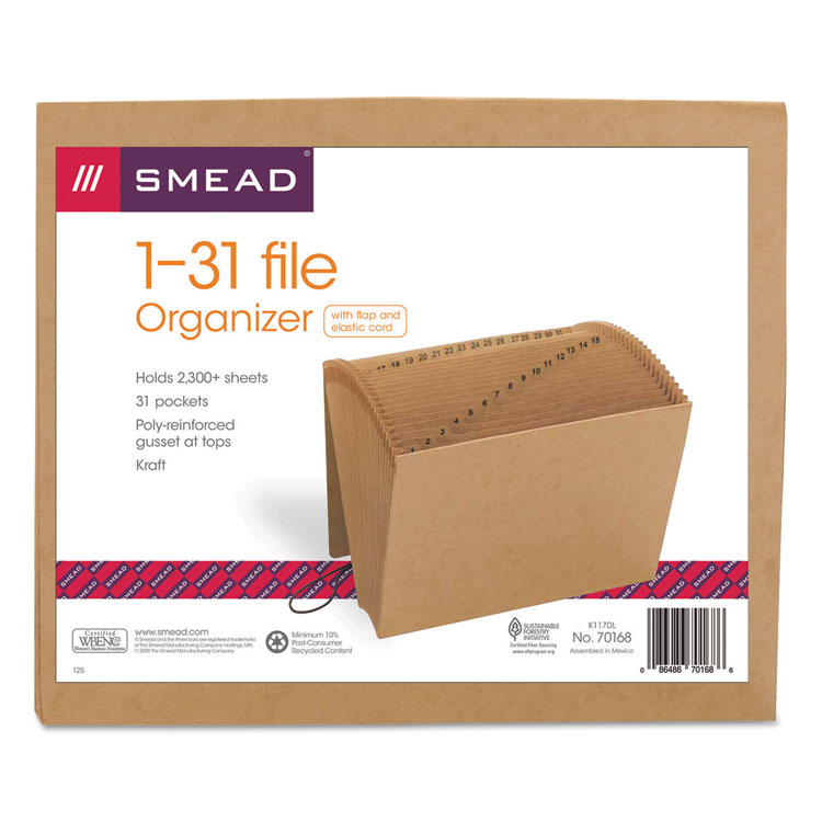 Picture of 1-31 Indexed Expanding Files, 31 Pockets, Kraft, Letter, Kraft