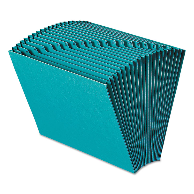 Picture of Heavy-Duty A-Z Open Top Expanding Files, 21 Pockets, Letter, Teal