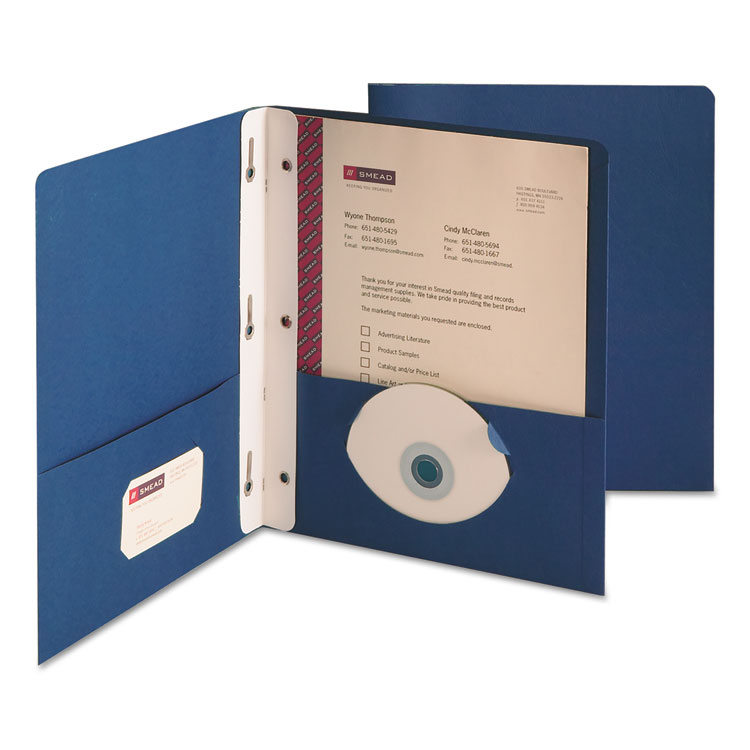 Picture of 2-Pocket Folder w/Tang Fastener, Letter, 1/2" Cap, Dark Blue, 25/Box