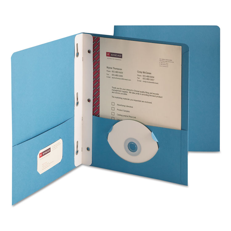 Picture of 2-Pocket Folder w/Tang Fastener, Letter, 1/2" Cap, Blue, 25/Box