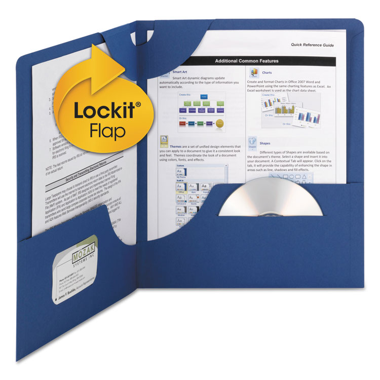 Picture of Lockit Two-Pocket Folder, Textured Paper, 11 x 8 1/2, DK Blue, 25/BX