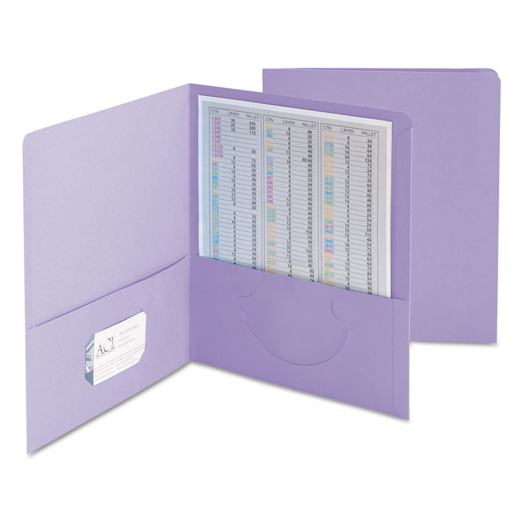 Picture of Two-Pocket Folder, Textured Paper, Lavender, 25/Box