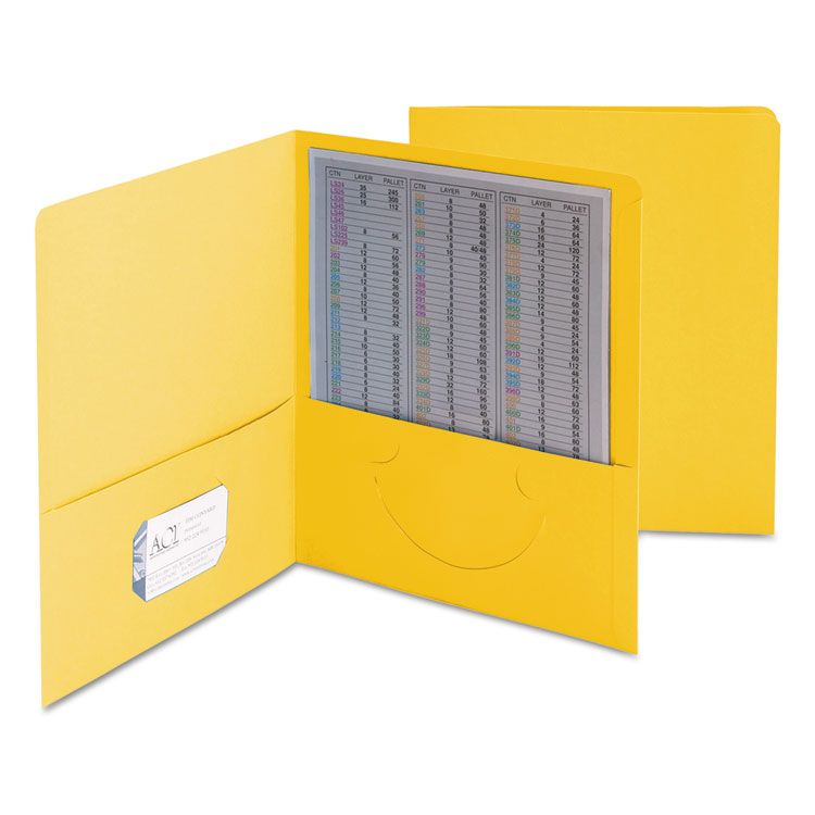 Picture of Two-Pocket Folder, Textured Paper, Yellow, 25/Box