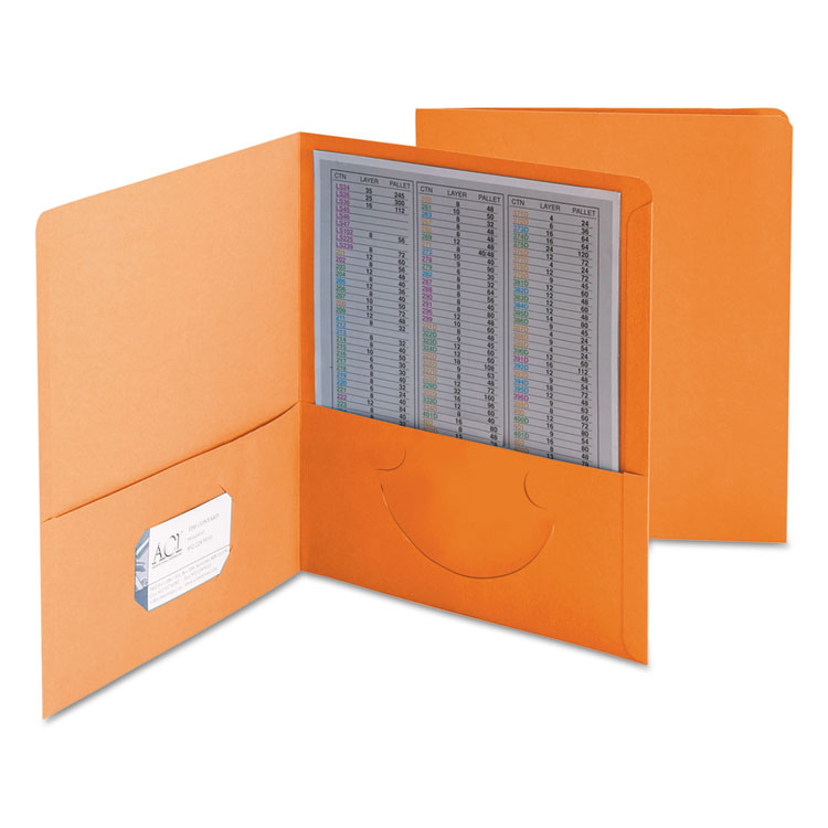 Picture of Two-Pocket Folder, Textured Paper, Orange, 25/Box