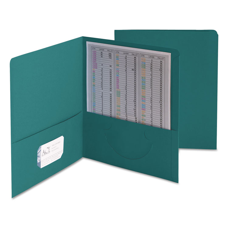 Picture of Two-Pocket Folder, Textured Paper, Teal, 25/Box