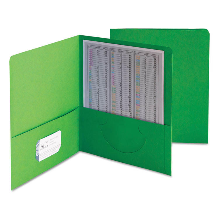 Picture of Two-Pocket Folder, Textured Paper, Green, 25/Box