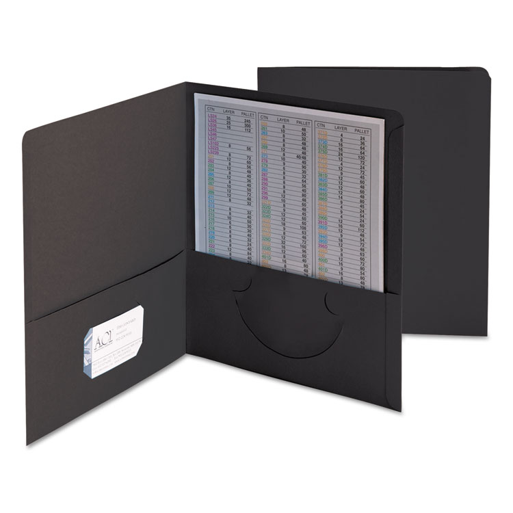 Picture of Two-Pocket Folder, Textured Paper, Black, 25/Box