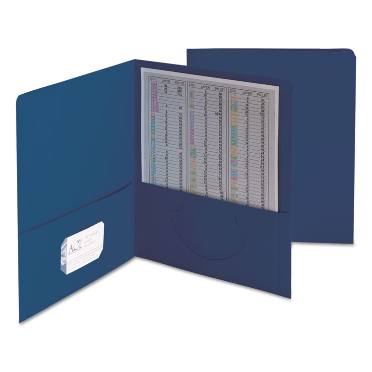 Picture of Two-Pocket Folder, Textured Paper, Dark Blue, 25/Box