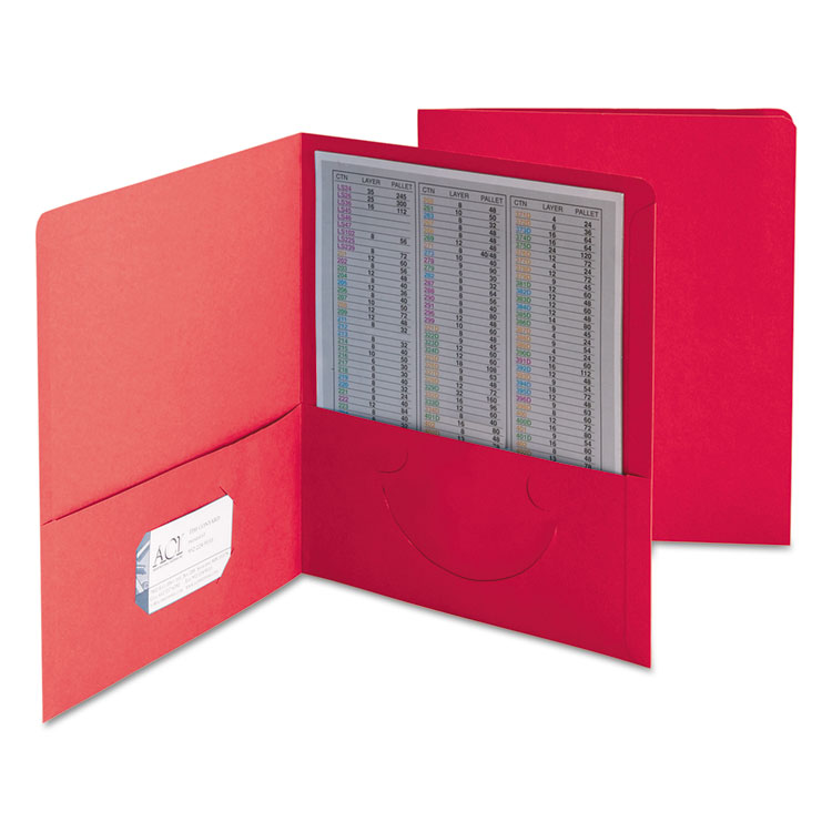 Picture of Two-Pocket Folder, Textured Paper, Red, 25/Box