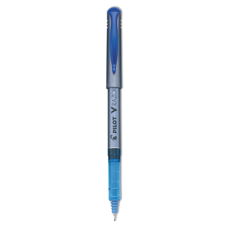 Picture of V Razor Point Liquid Ink Marker Pen, Blue Ink, .5mm, Dozen