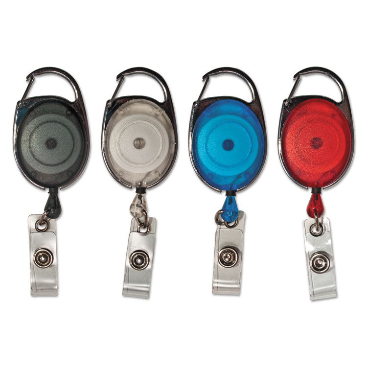 Picture of Carabiner-Style Retractable ID Card Reel, 30" Extension, Assorted, 20/Pack