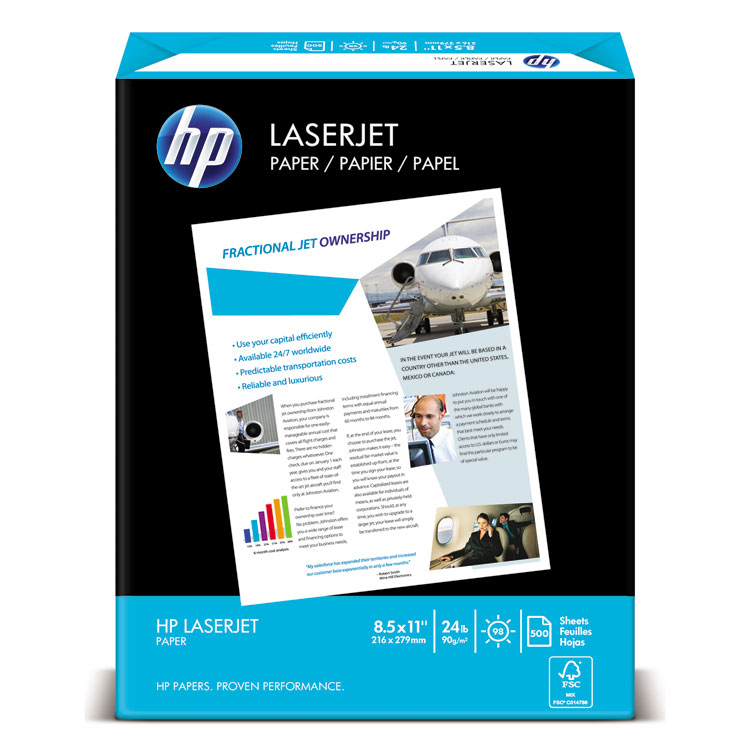 Picture of LaserJet Paper, Ultra White, 97 Bright, 24lb, Letter, 2500 Sheets/Carton