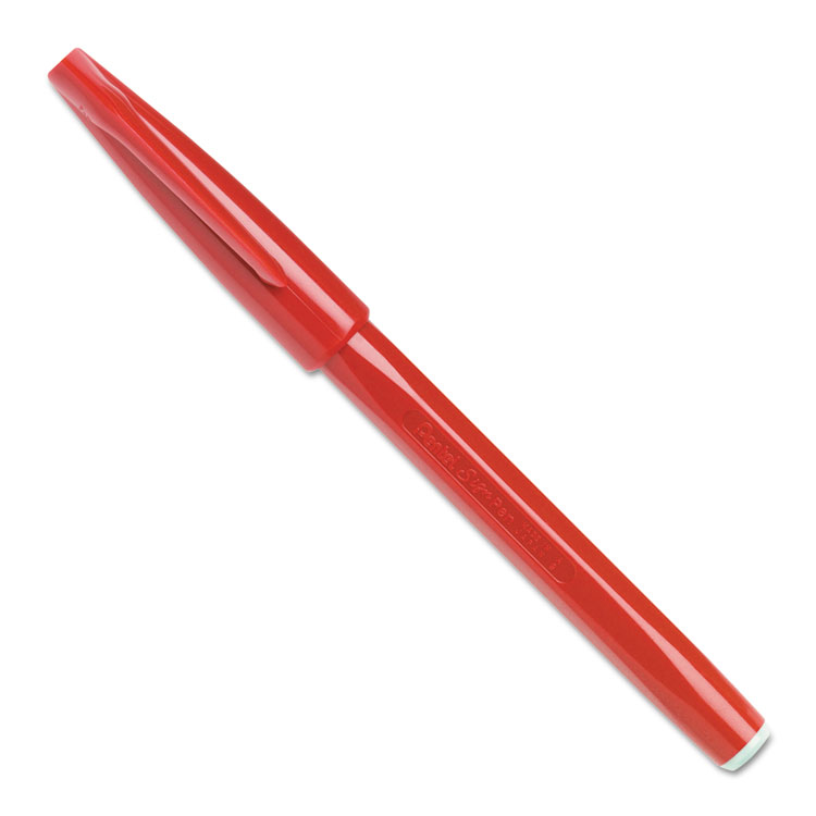 Picture of Sign Pen Fine Point Color Marker, Bullet Tip, .7mm, Red Barrel/Ink, Dozen