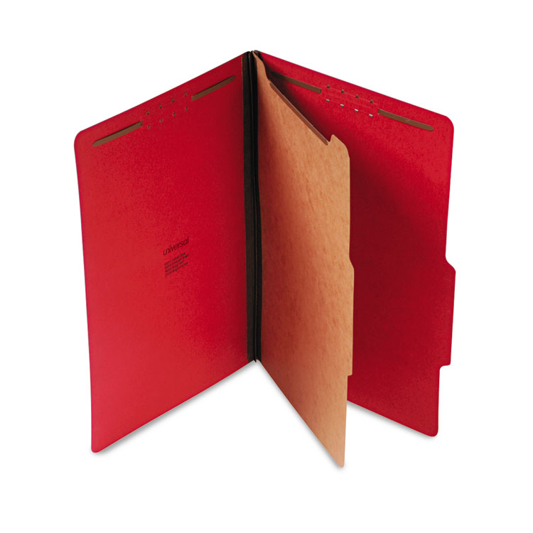 Picture of Pressboard Classification Folders, Legal, Four-Section, Ruby Red, 10/Box