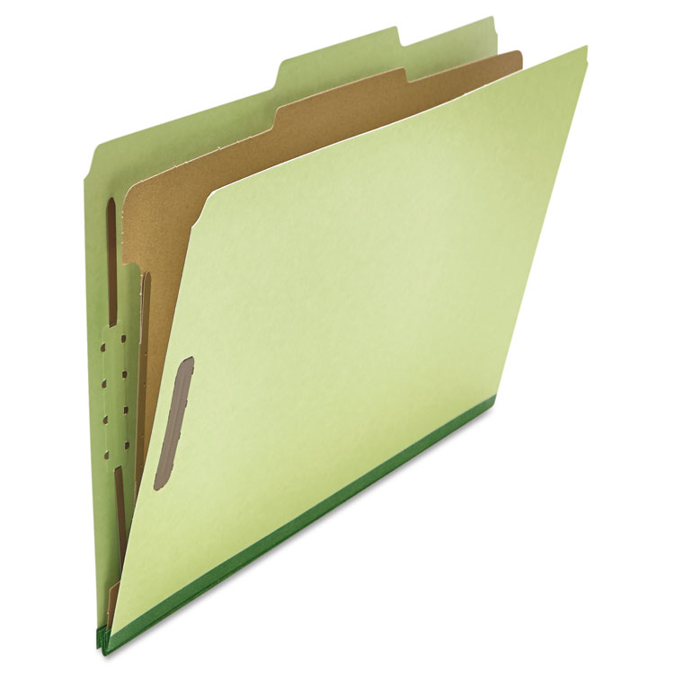 Picture of Pressboard Classification Folder, Legal, Four-Section, Green, 10/Box