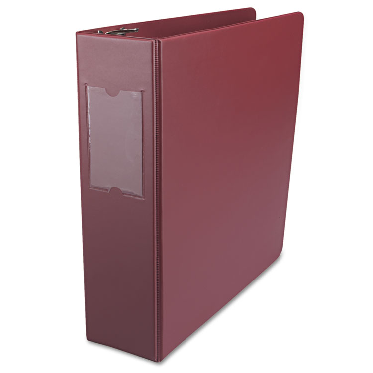Picture of Economy Non-View Round Ring Binder With Label Holder, 3" Capacity, Burgundy