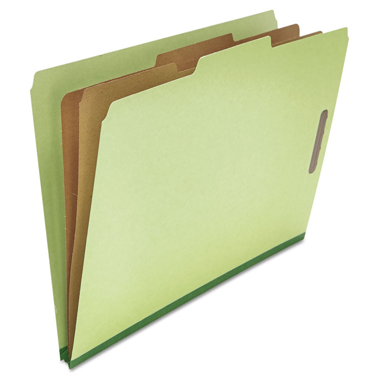 Picture of Pressboard Classification Folder, Legal, Six-Section, Green, 10/Box