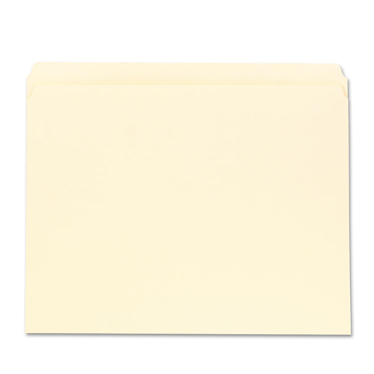 Picture of File Folders, Straight Cut, One-Ply Top Tab, Letter, Manila, 100/Box