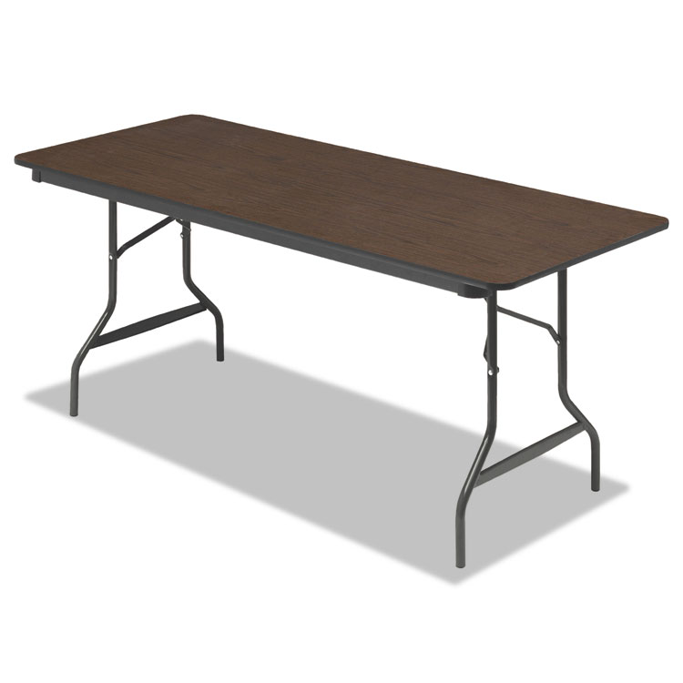 Picture of Economy Wood Laminate Folding Table, Rectangular, 72w x 30d x 29h, Walnut
