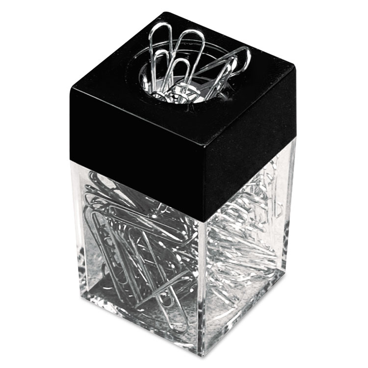 Picture of Paper Clips w/Magnetic Dispenser, Wire, 1 3/8", Silver, 12/100 Carton Boxes