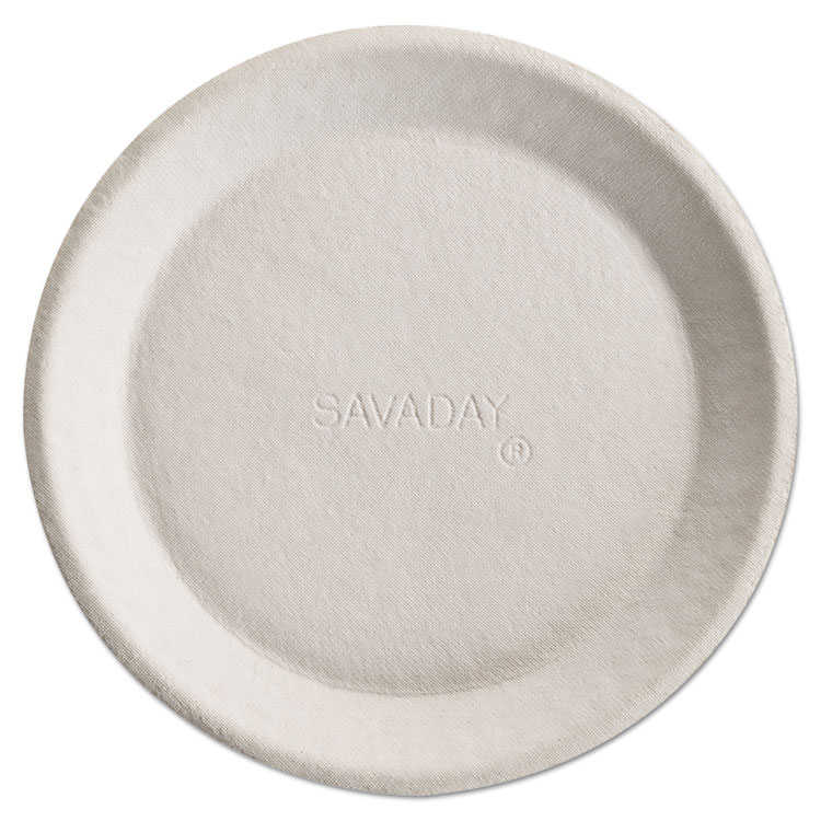 Picture of Savaday Molded Fiber Plates, 10 Inches, White, Round