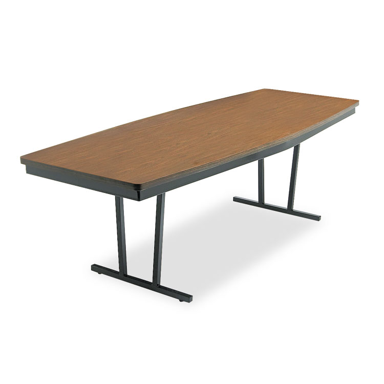 Picture of Economy Conference Folding Table, Boat, 96w x 36d x 30h, Walnut/Black