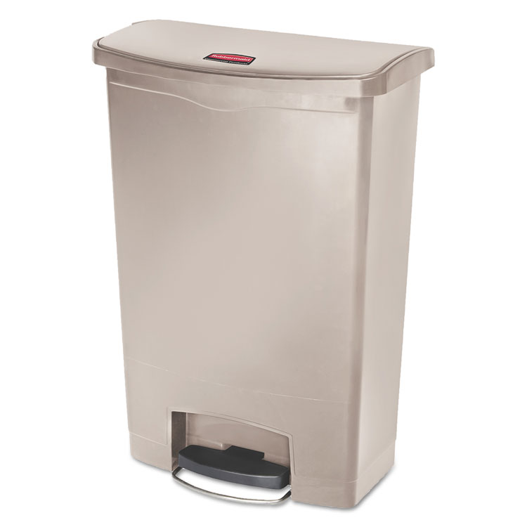 Picture of Rubbermaid® Commercial Slim Jim Resin Step-On Container, Front Step Style, 24 Gal, Beige (RCP1883552)