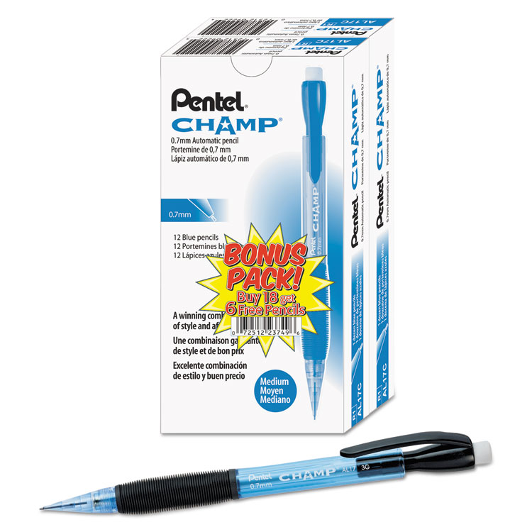 Picture of Champ Mechanical Pencil, 0.7 mm, Blue Barrel, 24/Pack