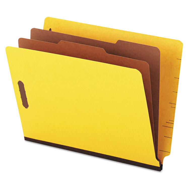 Picture of Pressboard End Tab Classification Folders, Letter, Six-Section, Yellow, 10/Box