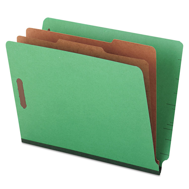 Picture of Pressboard End Tab Folders, Letter, Six-Section, Green, 10/Box