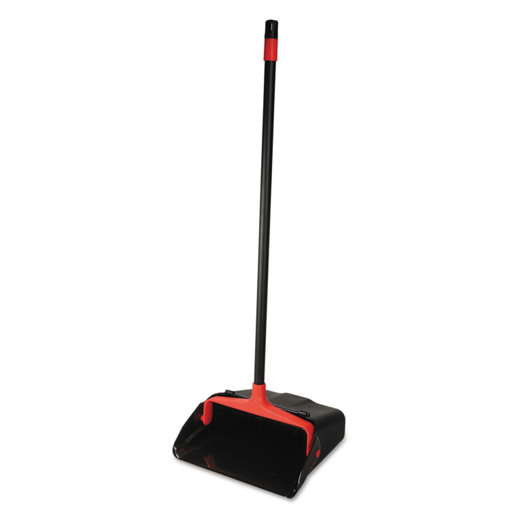 Picture of Maxi-Plus Lobby Dust Pan with Rear Wheels, Black, 13"Wide, 30"Handle, 6/Carton