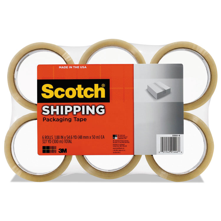 Picture of Recycled 3350 General Purpose Packaging Tape, 1.88" x 54.6yds, 3" Core, Clear, 6/Pack