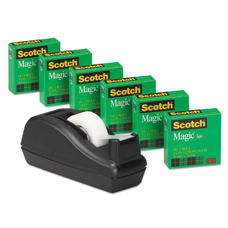 Picture of Magic Tape Value Pack w/C40 Dispenser, 3/4" x 1000", 1" Core, Clear, 6/Pack