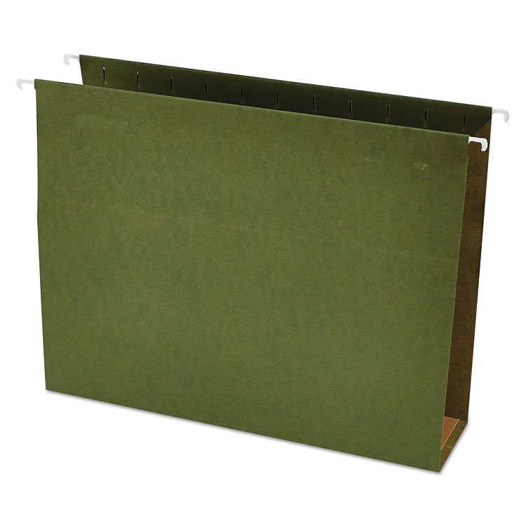 Picture of Three Inch Box Bottom Pressboard Hanging Folder, Letter, Standard Green, 25/Box