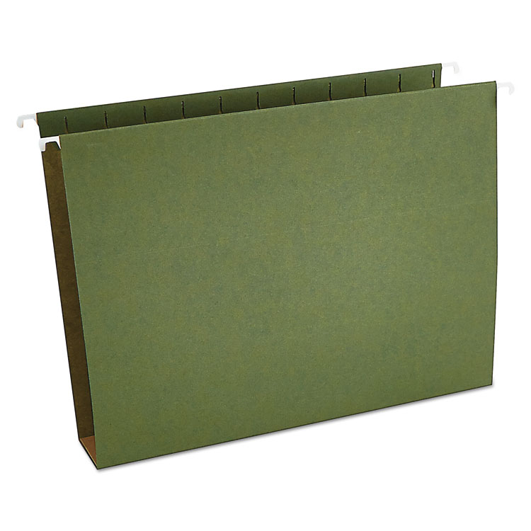 Picture of Two Inch Box Bottom Pressboard Hanging Folder, Letter, Standard Green, 25/Box