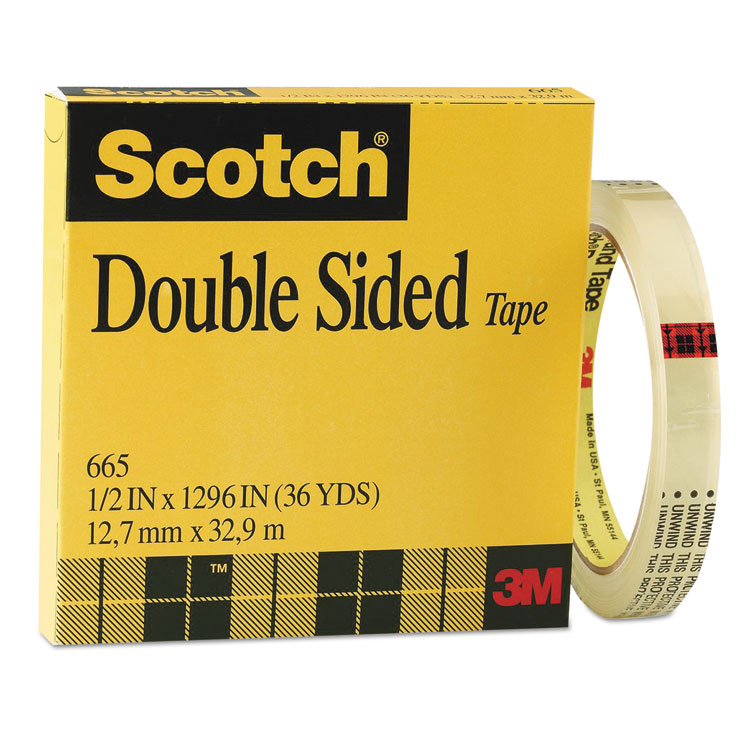 Picture of Double-Sided Tape, 1/2" x 1296", 3" Core, Clear