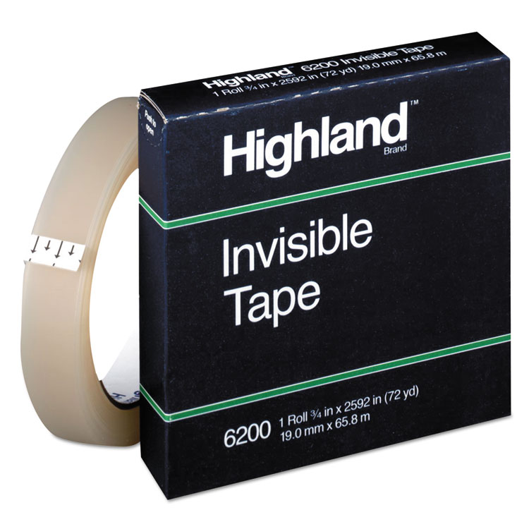 Picture of Invisible Permanent Mending Tape, 3/4" x 2592", 3" Core, Clear