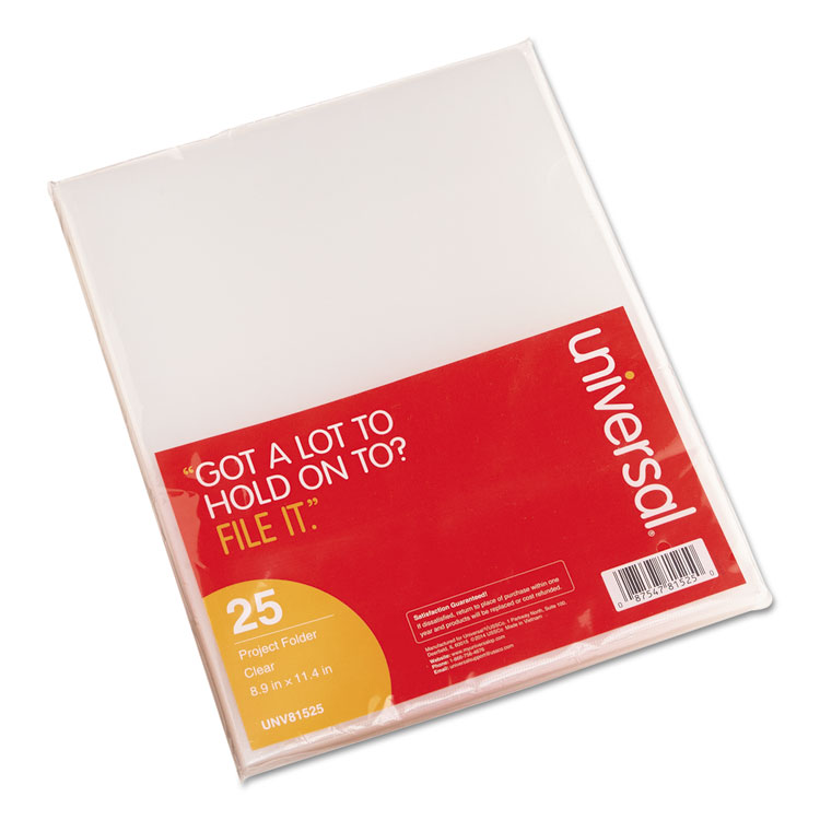 Picture of Project Folders, Jacket, Poly, Letter, Clear, 25/Pack