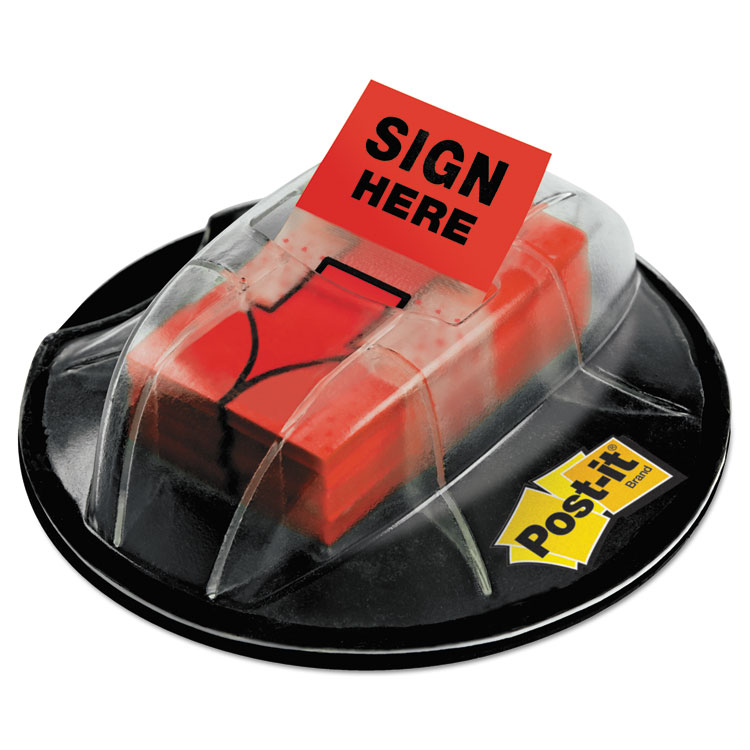 Picture of High Volume Flag Dispenser, "Sign Here", Red, 200 Flags/Dispenser