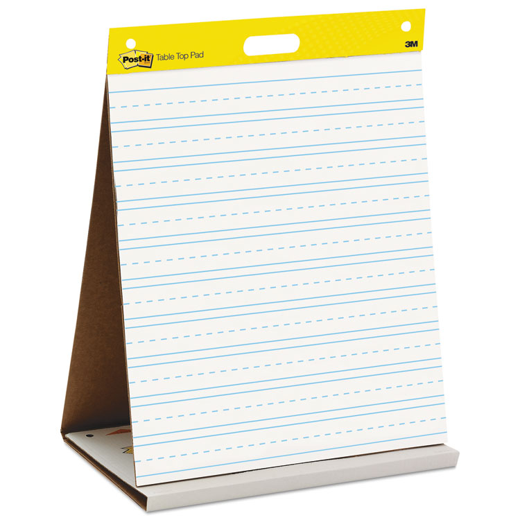 Self-Stick Tabletop Easel Ruled Pad, Command Strips, 20 x 23, White, 20 Shts/Pad
