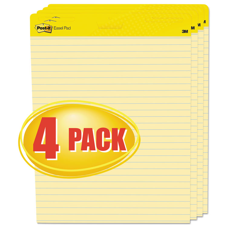 Picture of Self Stick Easel Pads, Ruled, 25 x 30, Yellow, 4 30 Sheet Pads/Carton