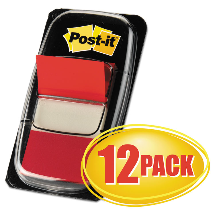 Picture of Marking Page Flags in Dispensers, Red, 50 Flags/Dispenser, 12 Dispensers/Pack