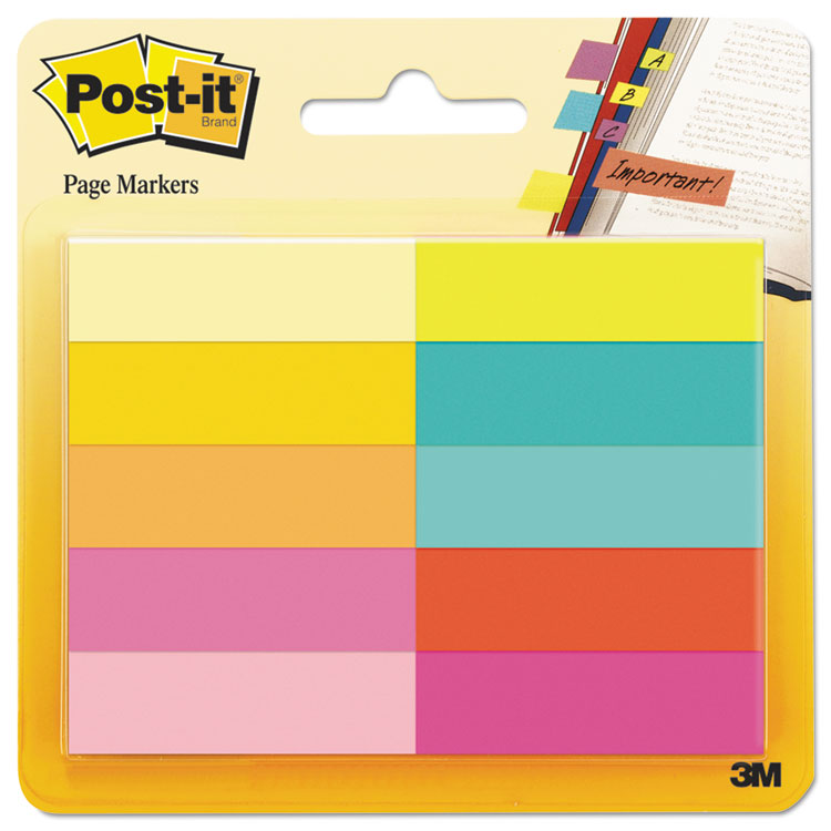 Picture of Page Flag Markers, Assorted Bright Colors, 50 Sheets/Pad, 10 Pads/Pack