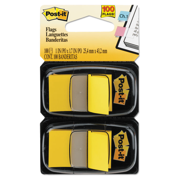 Picture of Standard Page Flags in Dispenser, Yellow, 100 Flags/Dispenser