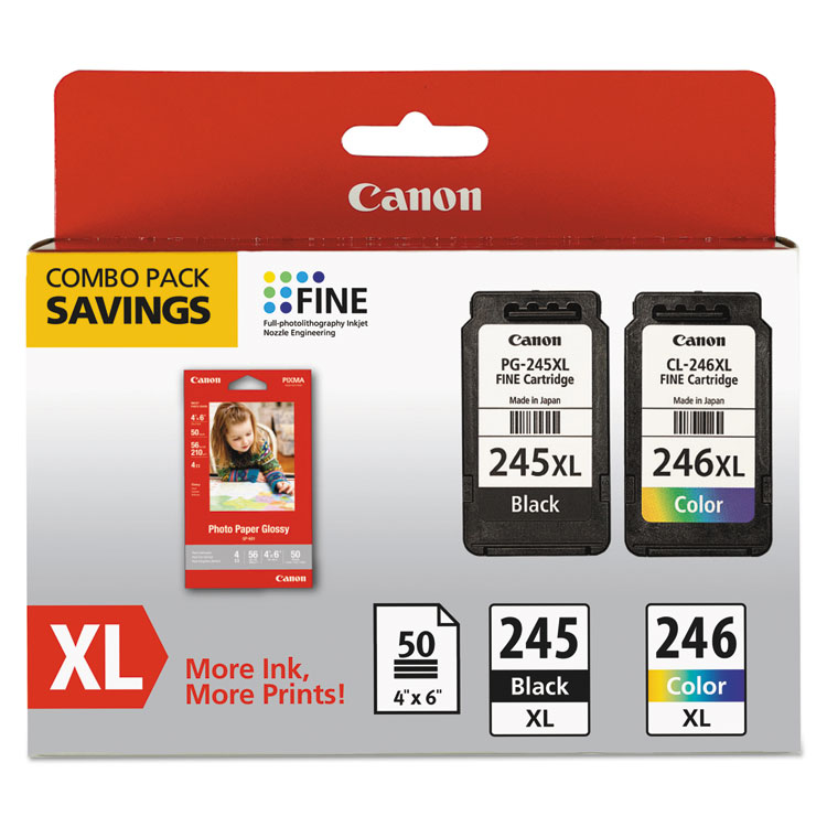 Picture of 8278B005 (PG-245XL/CL-246XL) Ink & Paper Combo Pack, Black/Tri-Color